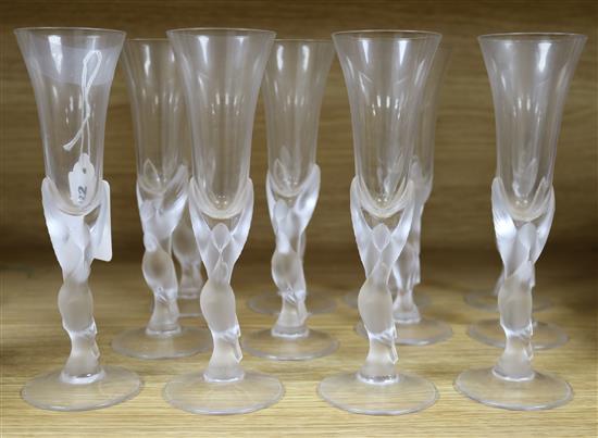 Twelve frosted stem flutes